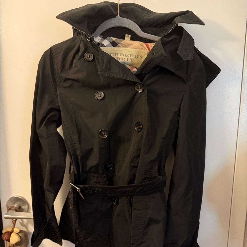 Burberry Black Double-Breasted Trench Coat with Belt